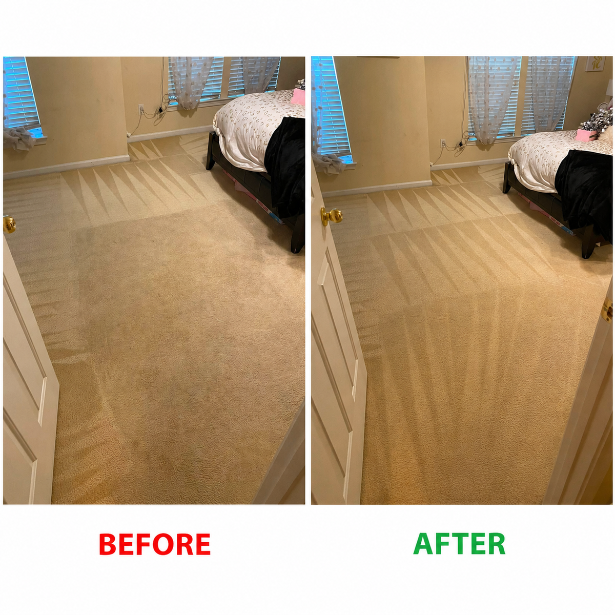 Before and after professional carpet cleaning by True North Carpet Care in Grants Pass, OR